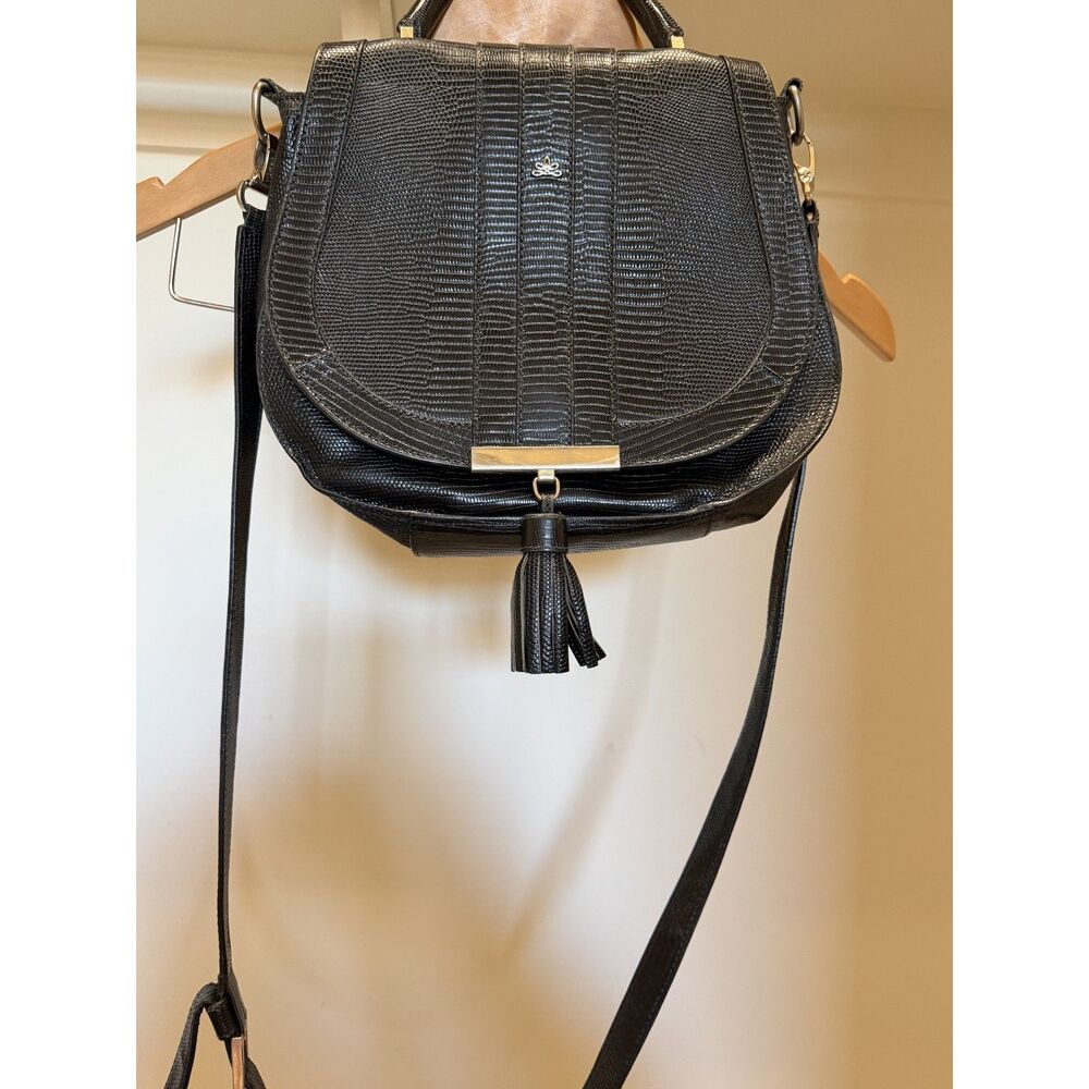 Demellier - The Mini Venice crossbody with top handle in lizard effect leather